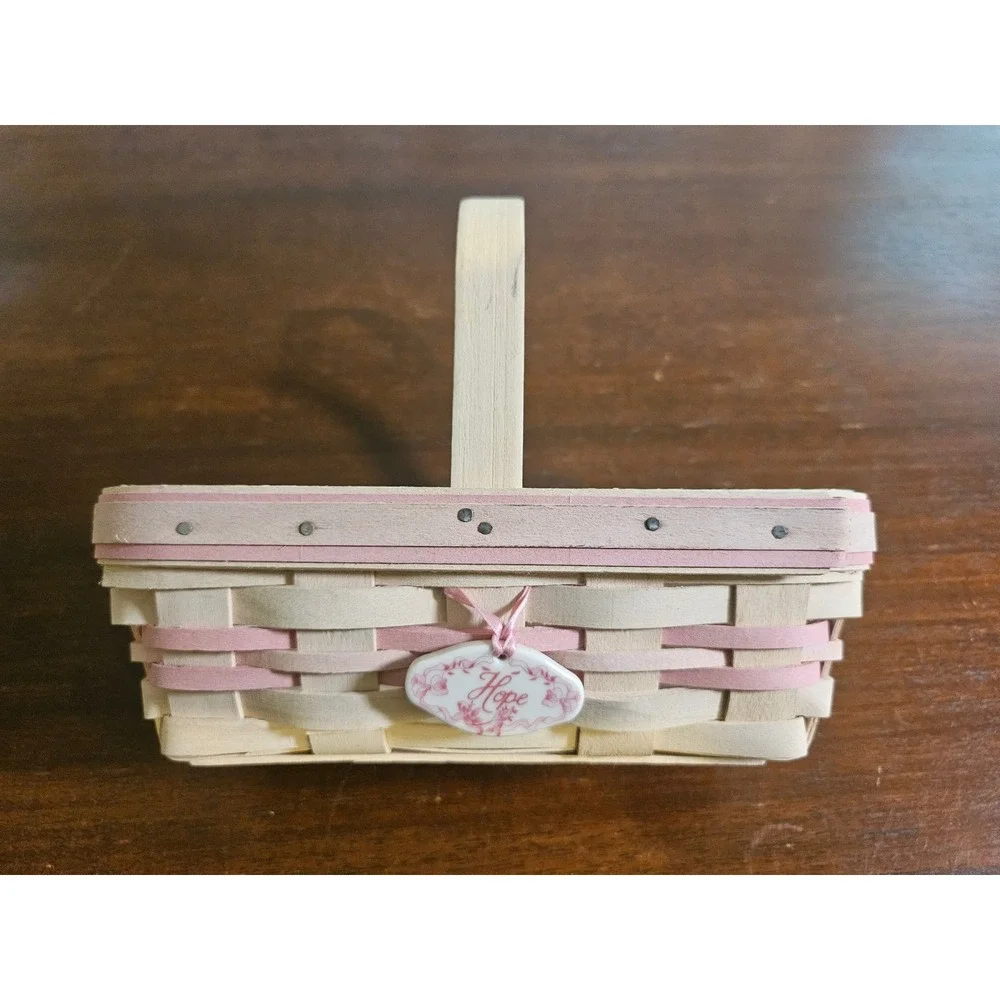 Longaberger Horizon of Hope Basket Pink W Protector Tie on